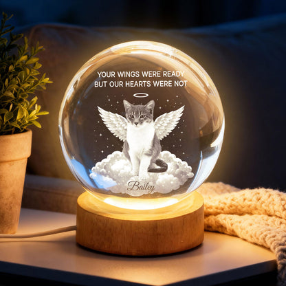 Your Light Will Always Shine in My Heart Pet Memorial - Personalized Crystal Ball LED Night Light - Heartfelt Remembrance Keepsake
