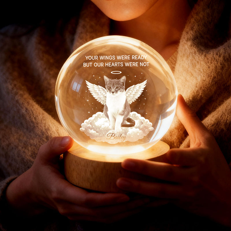 Your Light Will Always Shine in My Heart Pet Memorial - Personalized Crystal Ball LED Night Light - Heartfelt Remembrance Keepsake