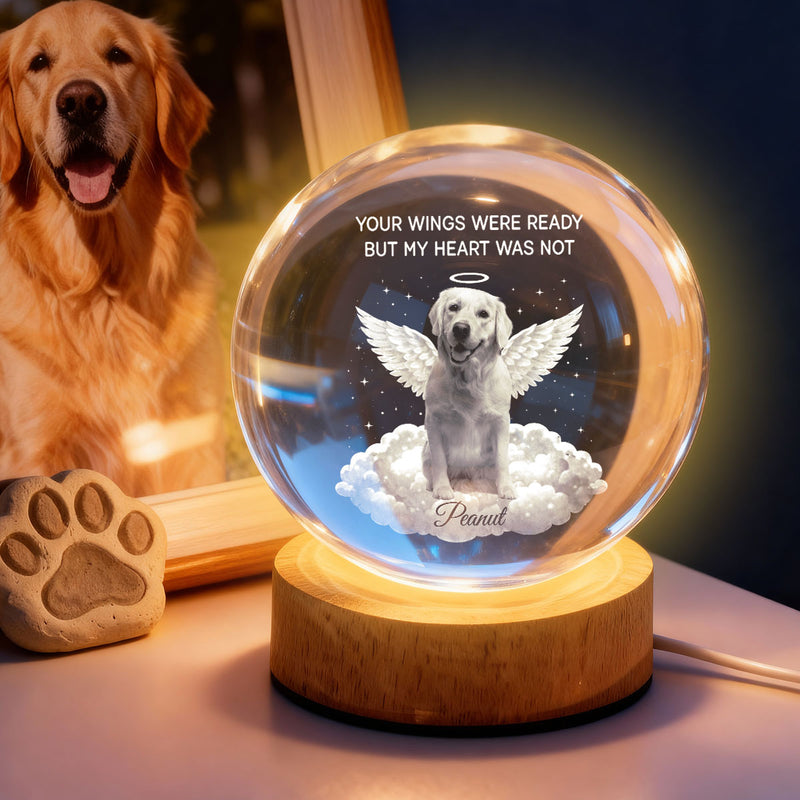 Your Light Will Always Shine in My Heart Pet Memorial - Personalized Crystal Ball LED Night Light - Heartfelt Remembrance Keepsake
