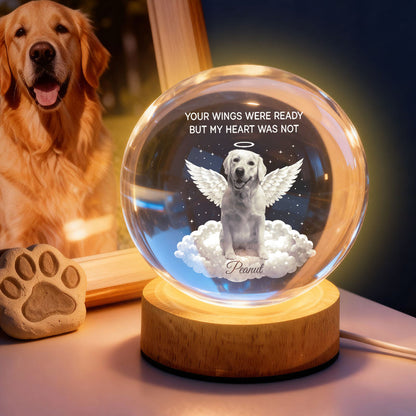Your Light Will Always Shine in My Heart Pet Memorial - Personalized Crystal Ball LED Night Light - Heartfelt Remembrance Keepsake