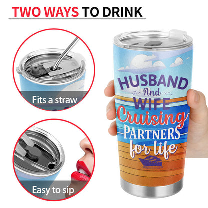 Husband And Wife Cruising Partners For Life - Gift For Couple - Personalized Custom Tumbler