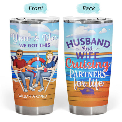 Husband And Wife Cruising Partners For Life - Gift For Couple - Personalized Custom Tumbler
