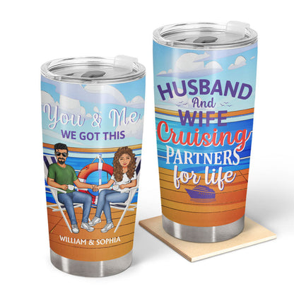 Husband And Wife Cruising Partners For Life - Gift For Couple - Personalized Custom Tumbler