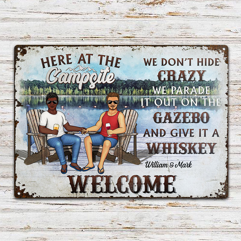 We Don't Hide Crazy We Put It Out Lake Bar - Gift For Couples - Personalized Custom Classic Metal Signs