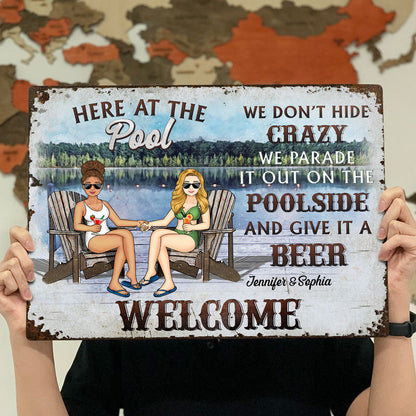 We Don't Hide Crazy We Put It Out Lake Bar - Gift For Couples - Personalized Custom Classic Metal Signs