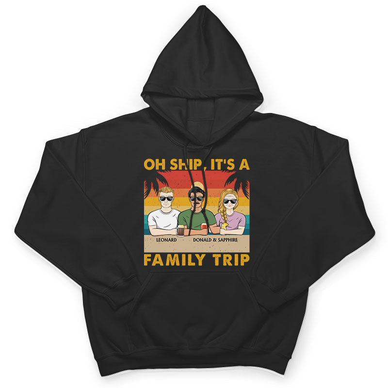 Oh Ship It's A Family Trip Retro Beach - Gift For Parents - Personalized Custom T Shirt