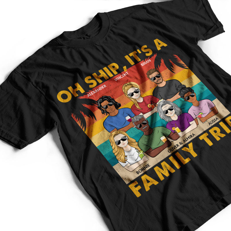 Oh Ship It's A Family Trip Retro Beach - Gift For Parents - Personalized Custom T Shirt