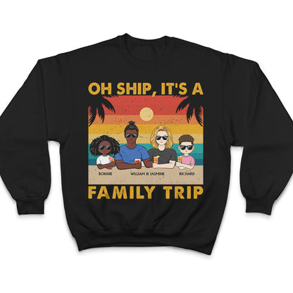 Oh Ship It's A Family Trip Young Retro Beach - Gift For Parents - Personalized Custom T Shirt
