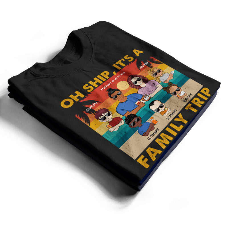 Oh Ship It's A Family Trip Young Retro Beach - Gift For Parents - Personalized Custom T Shirt