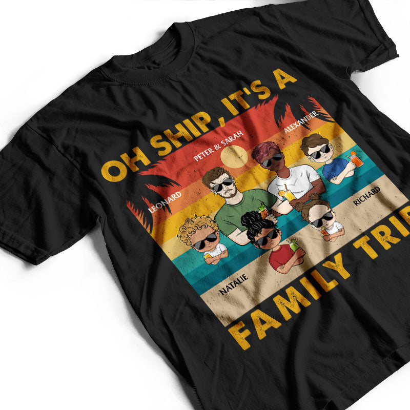 Oh Ship It's A Family Trip Young Retro Beach - Gift For Parents - Personalized Custom T Shirt