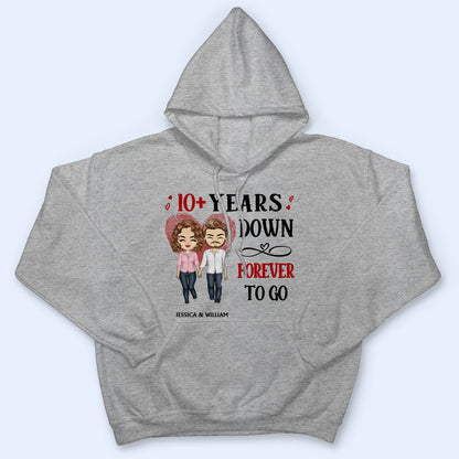 Family Chibi Couple Years Down Forever To Go Husband & Wife - Gift For Couples - Personalized Custom T Shirt