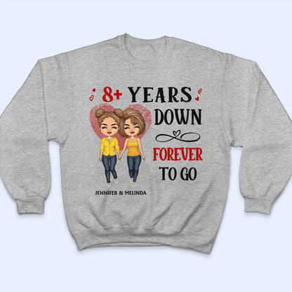 Family Chibi Couple Years Down Forever To Go Husband & Wife - Gift For Couples - Personalized Custom T Shirt