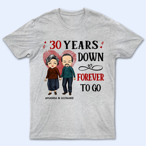 Family Chibi Couple Years Down Forever To Go Husband & Wife - Gift For Couples - Personalized Custom T Shirt
