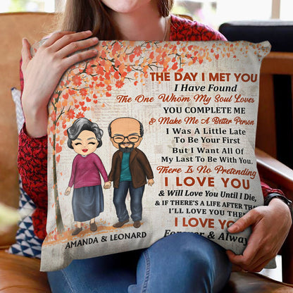 Family Chibi Couple The Day I Met You Husband & Wife - Gift For Couples - Personalized Custom Pillow