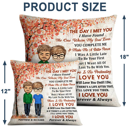 Family Chibi Couple The Day I Met You Husband & Wife - Gift For Couples - Personalized Custom Pillow