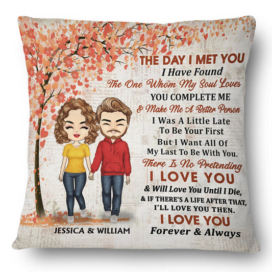 Family Chibi Couple The Day I Met You Husband & Wife - Gift For Couples - Personalized Custom Pillow