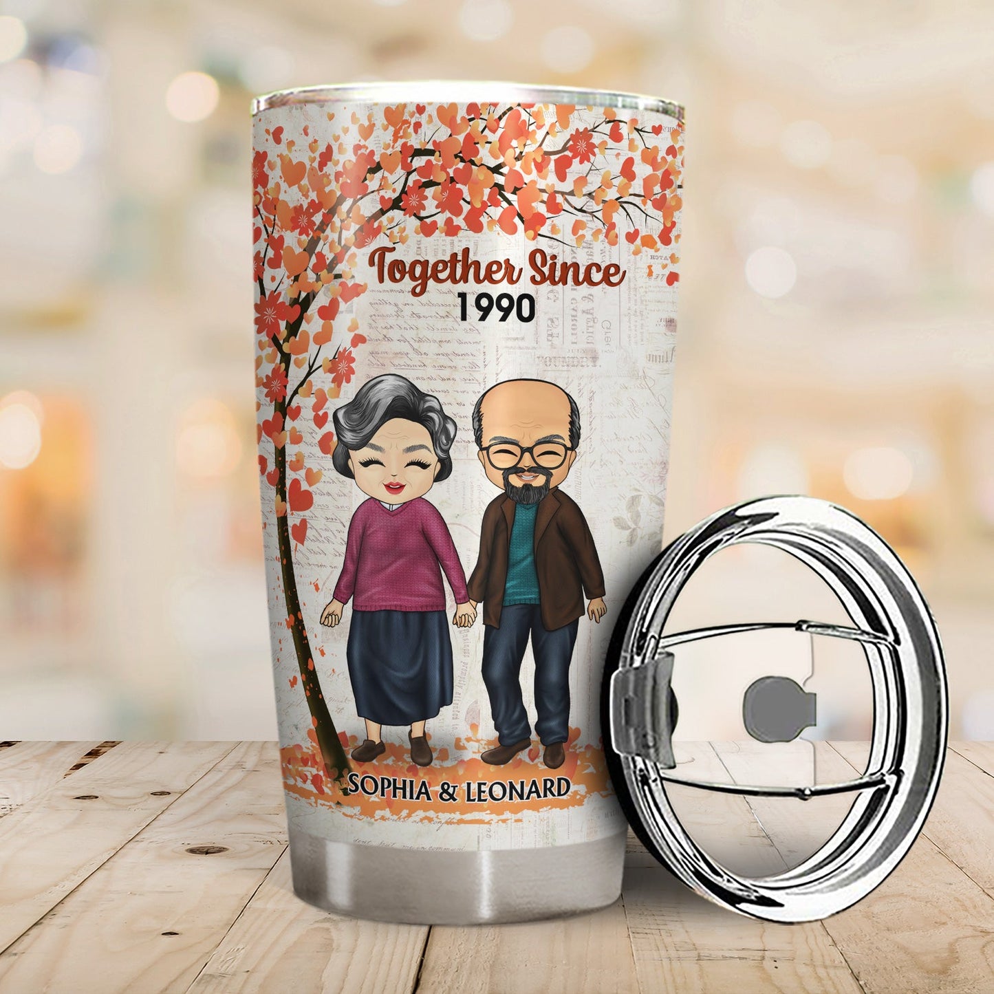 Family Chibi Couple I Wish I Could Turn Back The Clock Husband & Wife - Gift For Couples - Personalized Custom Tumbler