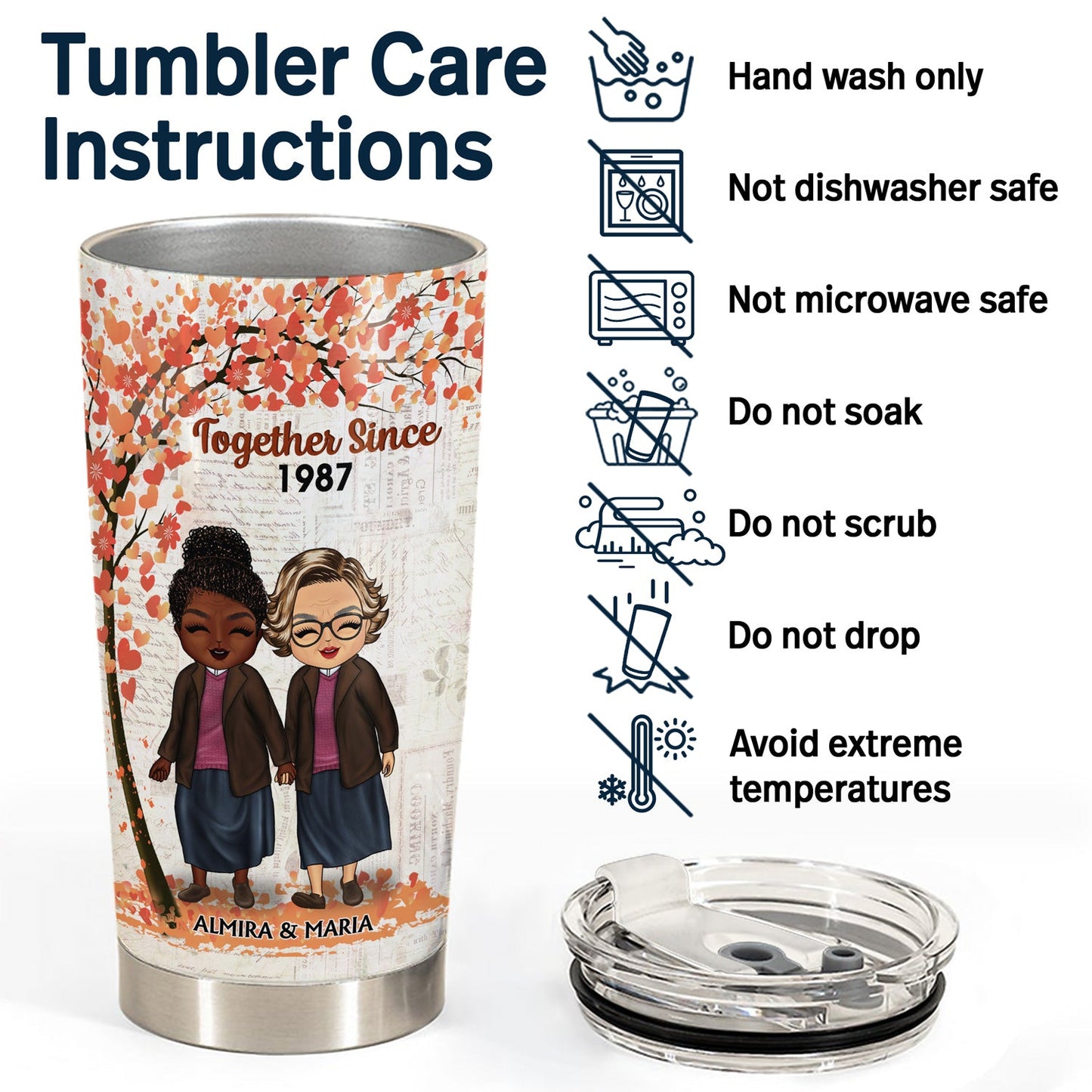 Family Chibi Couple I Wish I Could Turn Back The Clock Husband & Wife - Gift For Couples - Personalized Custom Tumbler