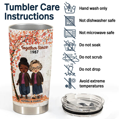 Family Chibi Couple I Wish I Could Turn Back The Clock Husband & Wife - Gift For Couples - Personalized Custom Tumbler