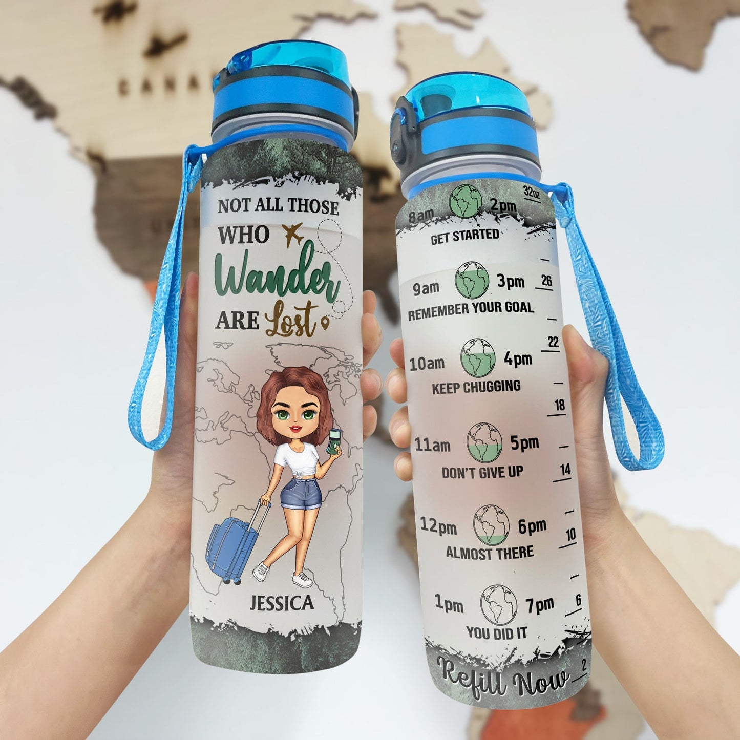 Just A Girl Boy Who Loves Traveling Cruising - Birthday Gift For Him, Her, Trippin', Vacation Lovers - Personalized Custom Water Tracker Bottle