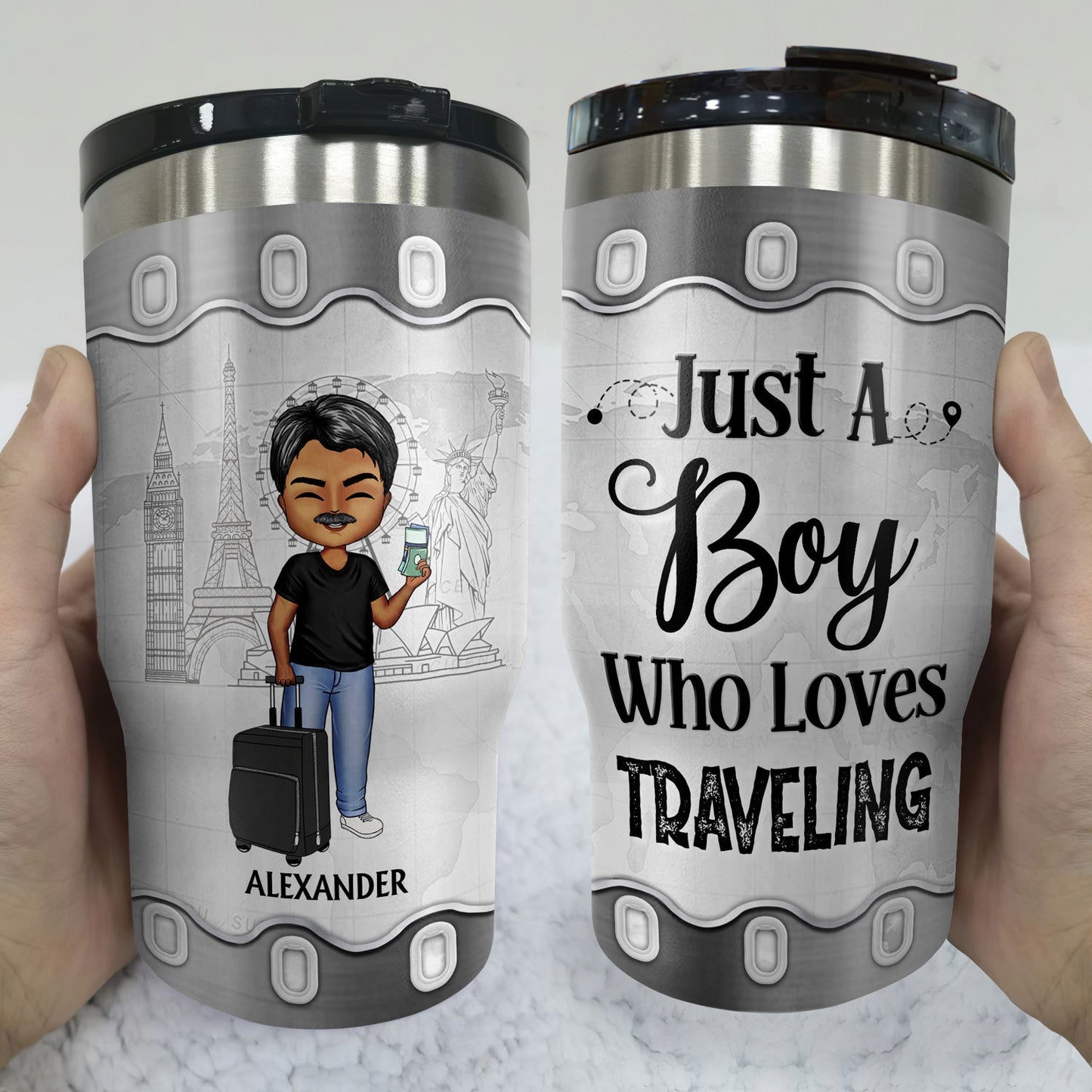 Just A Girl Boy Who Loves Traveling Cruising - Birthday Gift For Him, Her, Kid, Friends, Family, Trippin', Vacation Lovers - Personalized Custom Triple 3 In 1 Can Cooler