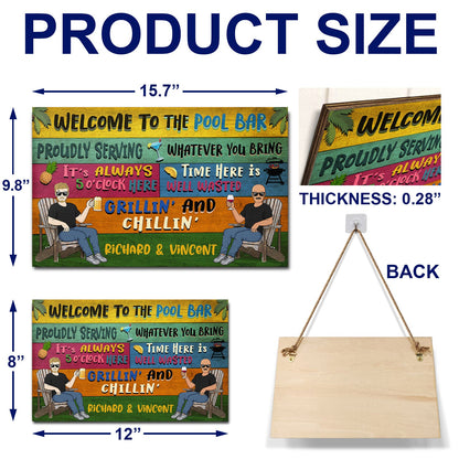 Patio Welcome Grilling Proudly Serving Whatever You Bring Couple Single - Home Decor, Backyard Decor, Gift For Her, Him, Family, Couples, Husband, Wife - Personalized Custom Wood Rectangle Sign