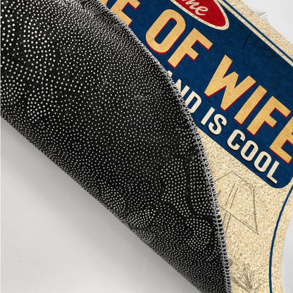 Beware Of Wife Kids Are Shady Husband Is Cool Cartoon Couple Husband Wife Family - Personalized Custom Doormat