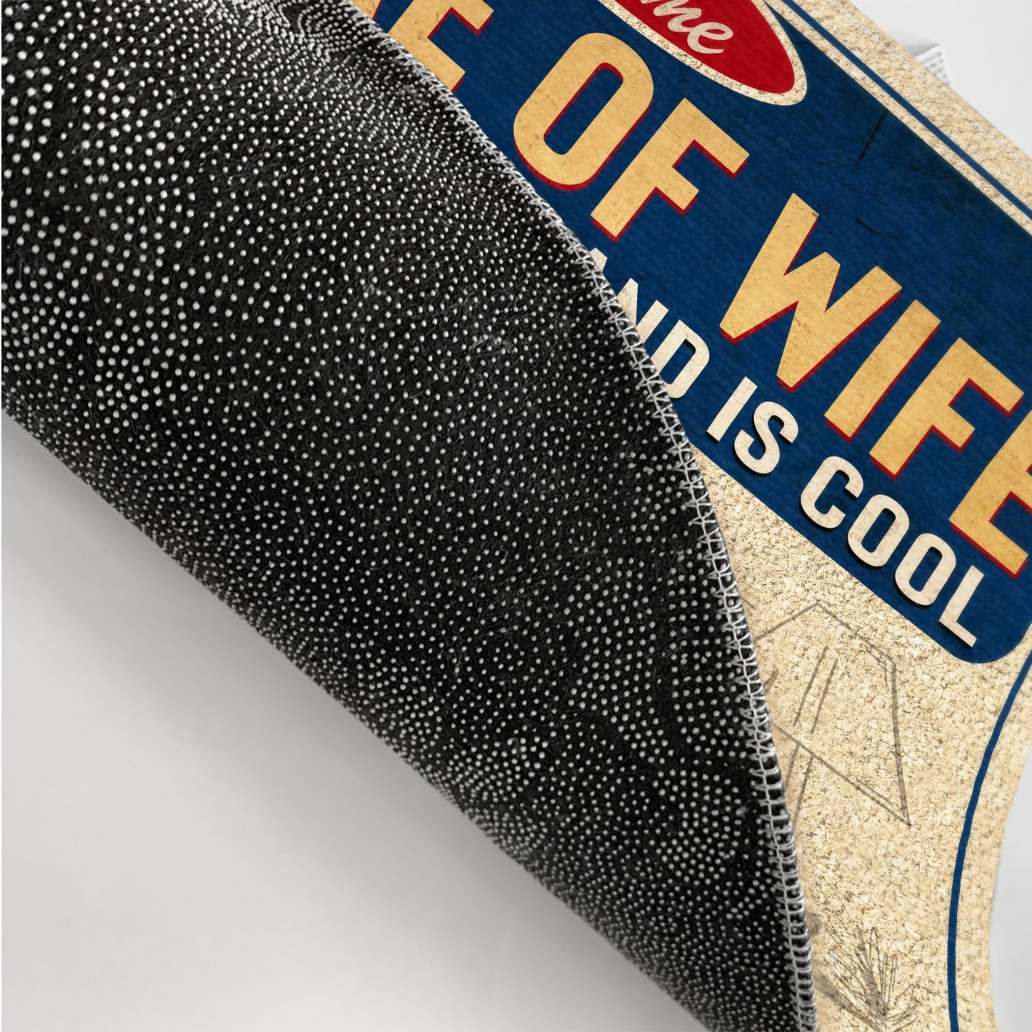 Beware Of Wife Kids Are Shady Husband Is Cool Cartoon Couple Husband Wife Family - Personalized Custom Doormat