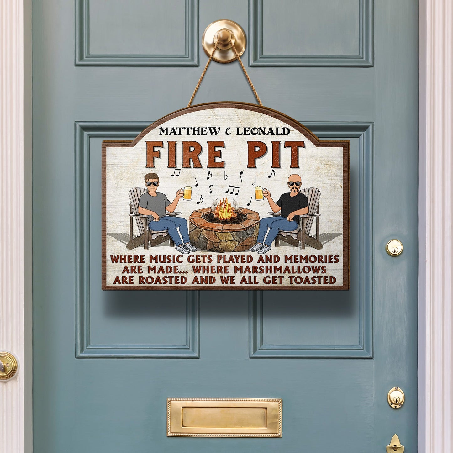 Camping Fire Pit Where Music Gets Played - Home Decor, Backyard Decor, Gift For Her, Him, Family, Couples, Husband, Wife - Personalized Custom Shaped Wood Sign