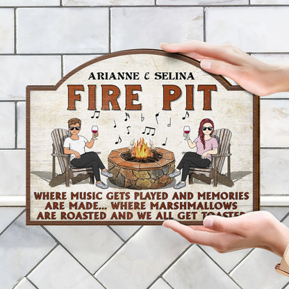 Camping Fire Pit Where Music Gets Played - Home Decor, Backyard Decor, Gift For Her, Him, Family, Couples, Husband, Wife - Personalized Custom Shaped Wood Sign
