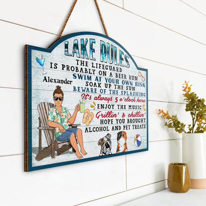 Pool Rules Hope You Brought Alcohol And Pet Treats Grilling - Home Decor, Backyard Decor, Gift For Her, Him, Family, Couples, Dog Lovers, Cat Lovers - Personalized Custom Shaped Wood Sign