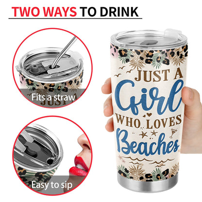 Salty Lil' Beach Tanned And Tipsy Pool Hair Don't Care - Birthday, Anniversary, Travel, Vacation Gift For Woman - Personalized Tumbler