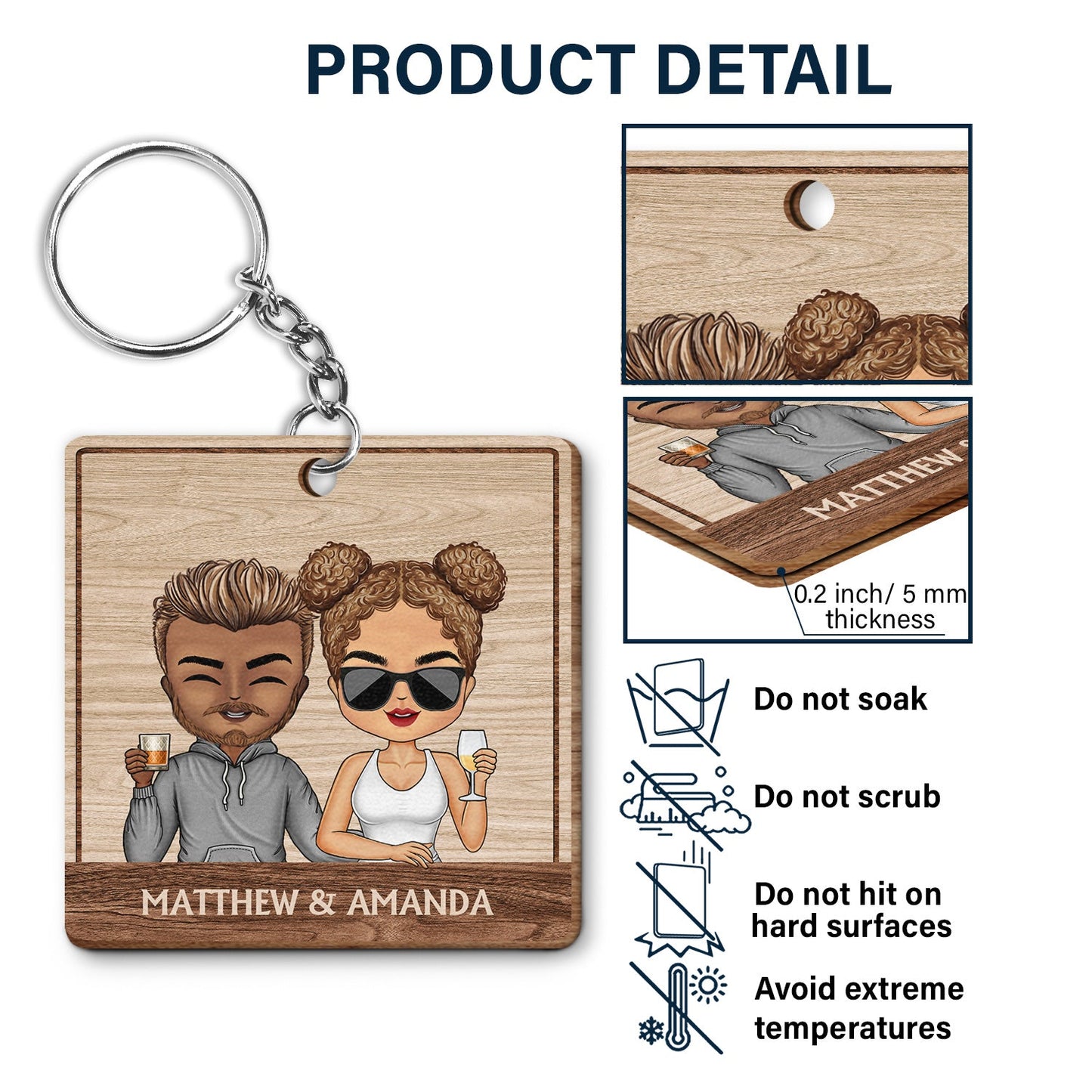 Drive Safe I Love You - Anniversary, Birthday Gifts For Couples, Husband, Wife, Lovers - Personalized Wooden Keychain