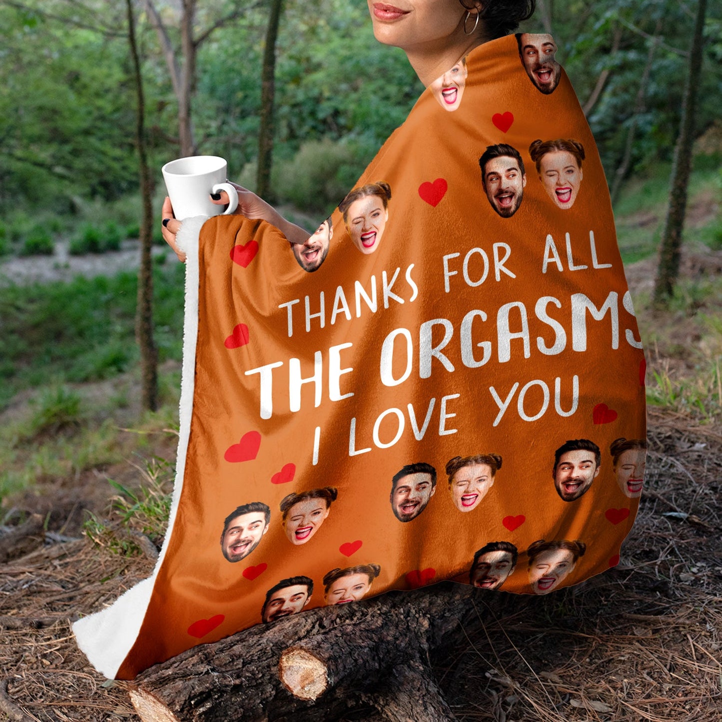 Custom Photo Thanks For All The Orgasms - Anniversary, Vacation, Funny Gift For Couples, Family - Personalized Fleece Blanket