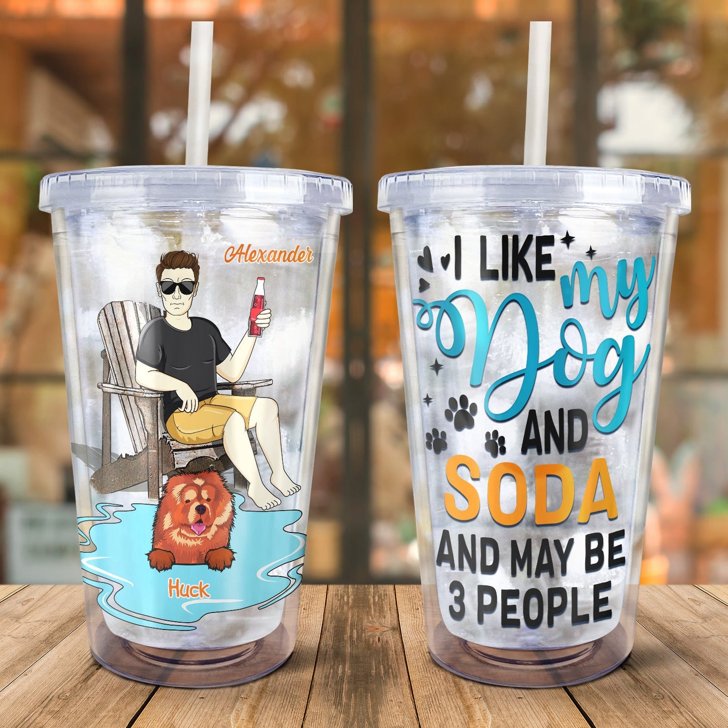 I Like Beer, Wine, Alcohol, Dogs And Maybe 3 People - Gift For Dog Lovers - Personalized Acrylic Insulated Tumbler With Straw