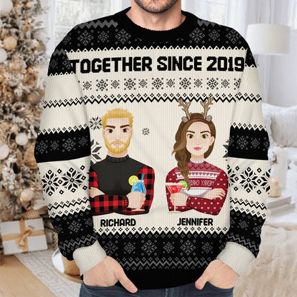 Flat Art - Christmas, Funny Gift For Family, Couple, Dad, Mom, Grandpa, Grandma - Personalized Unisex Ugly Sweater