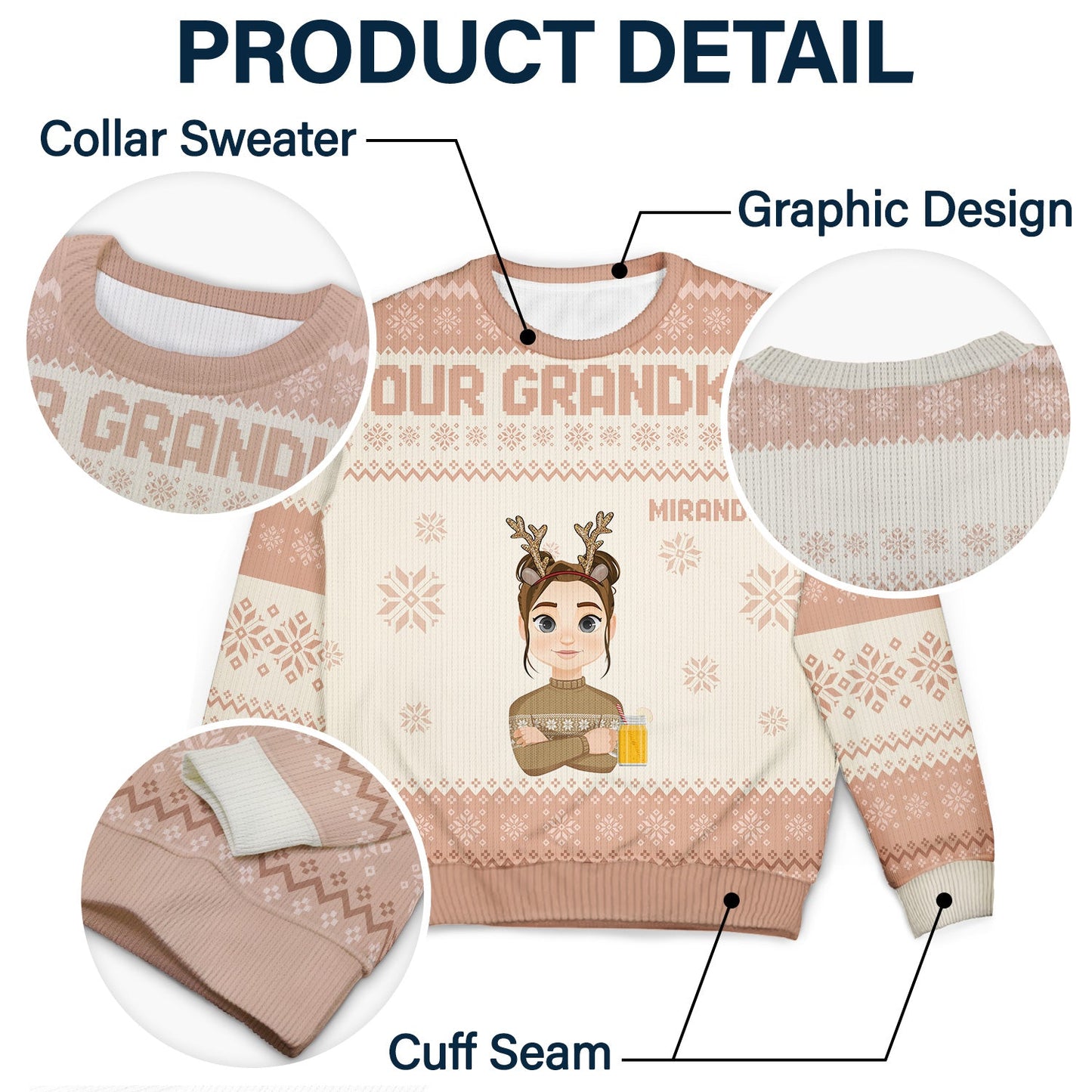 Flat Art - Christmas, Funny Gift For Family, Couple, Dad, Mom, Grandpa, Grandma - Personalized Unisex Ugly Sweater