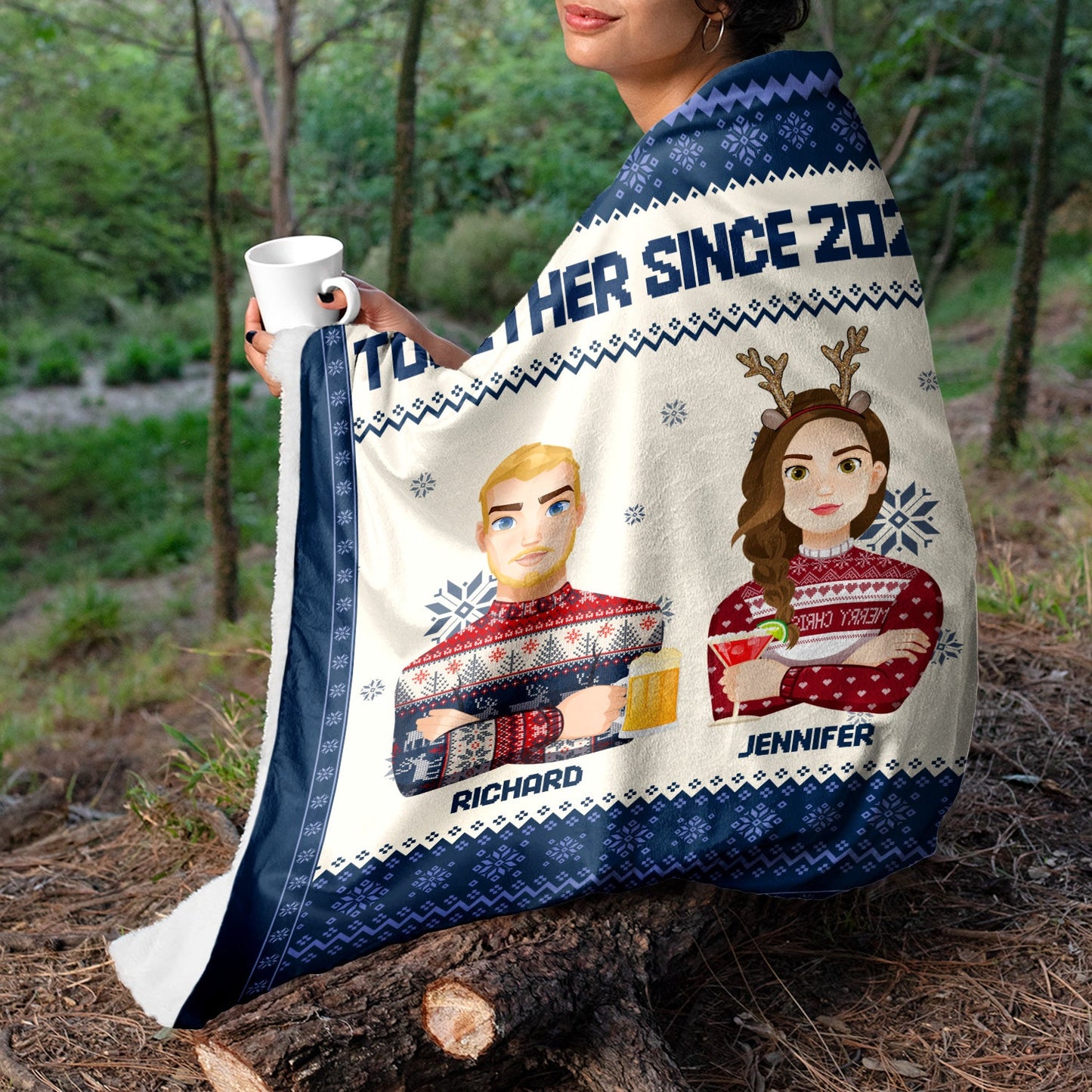 Flat Art - Christmas, Funny Gift For Family, Couple, Dad, Mom, Grandpa, Grandma - Personalized Fleece Blanket