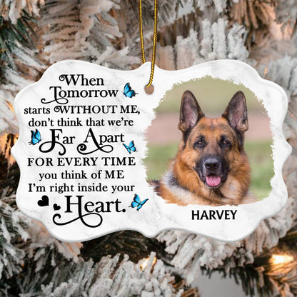 Custom Photo When Tomorrow Starts Without Me - Christmas, Memorial Gift For Dog Lovers, Cat Lovers - Personalized Medallion Ceramic Ornament