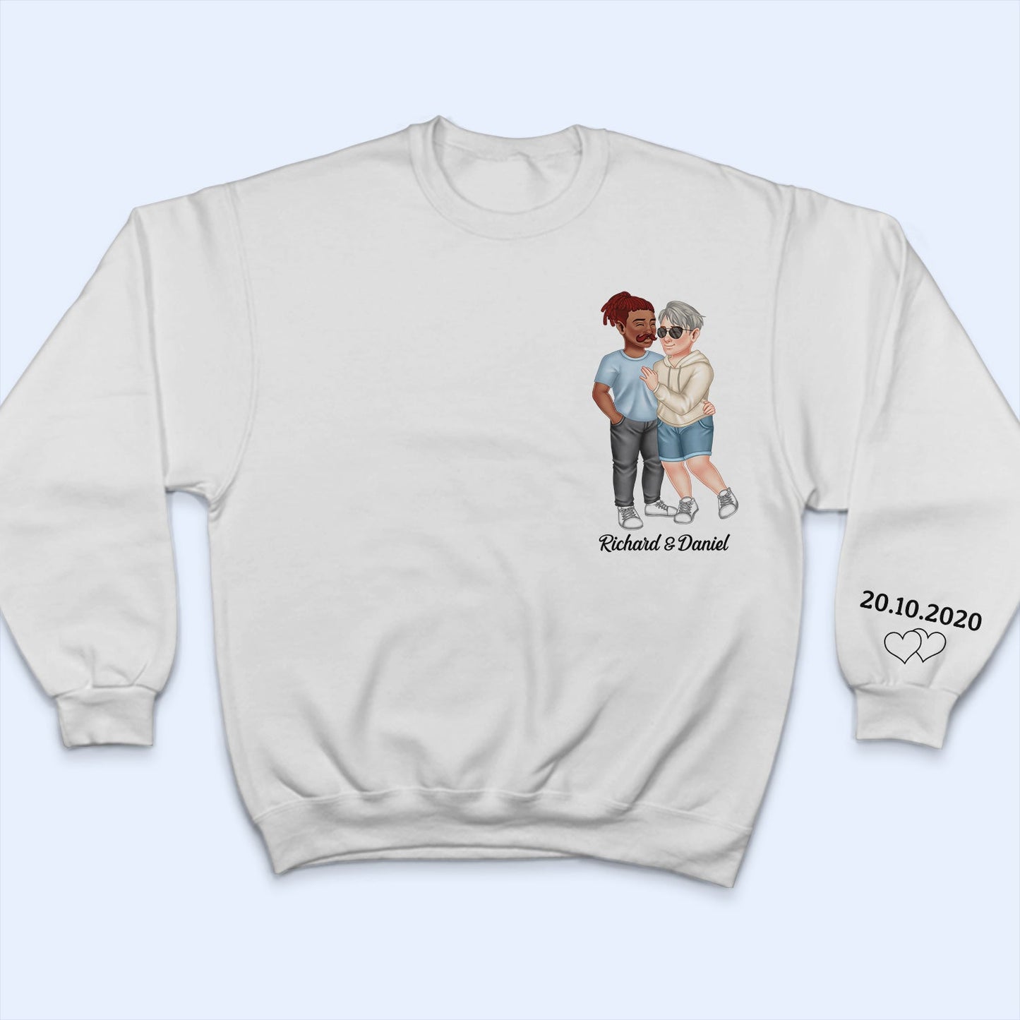 Arm In Arm Couple - Gift For Couples, Husband, Wife - Personalized Sweatshirt With Sleeve Imprint