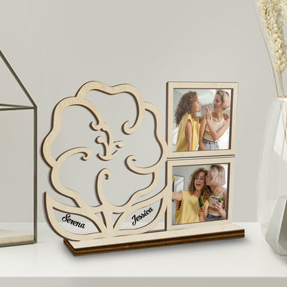 Custom Photo Flower Jewelry Holder - Gift For Spouse, Husband, Wife, Couple - Personalized Custom Shaped 2-Layered Acrylic Wooden Plaque