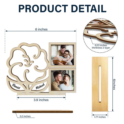 Custom Photo Flower Jewelry Holder - Gift For Spouse, Husband, Wife, Couple - Personalized Custom Shaped 2-Layered Acrylic Wooden Plaque