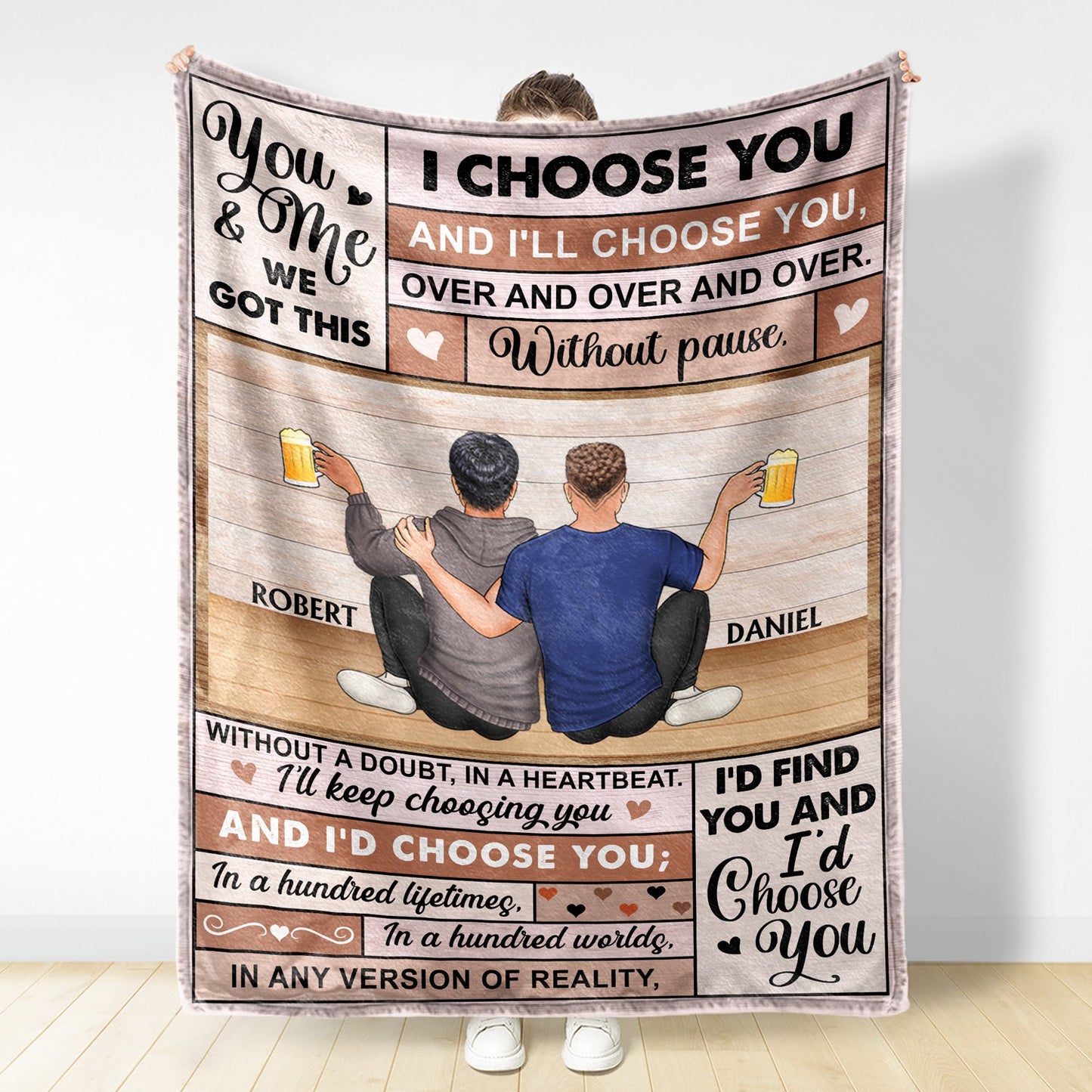 I Would Choose You In A Hundred Life Time - Anniversary Gift For Spouse, Husband, Wife - Personalized Fleece Blanket, Sherpa Blanket