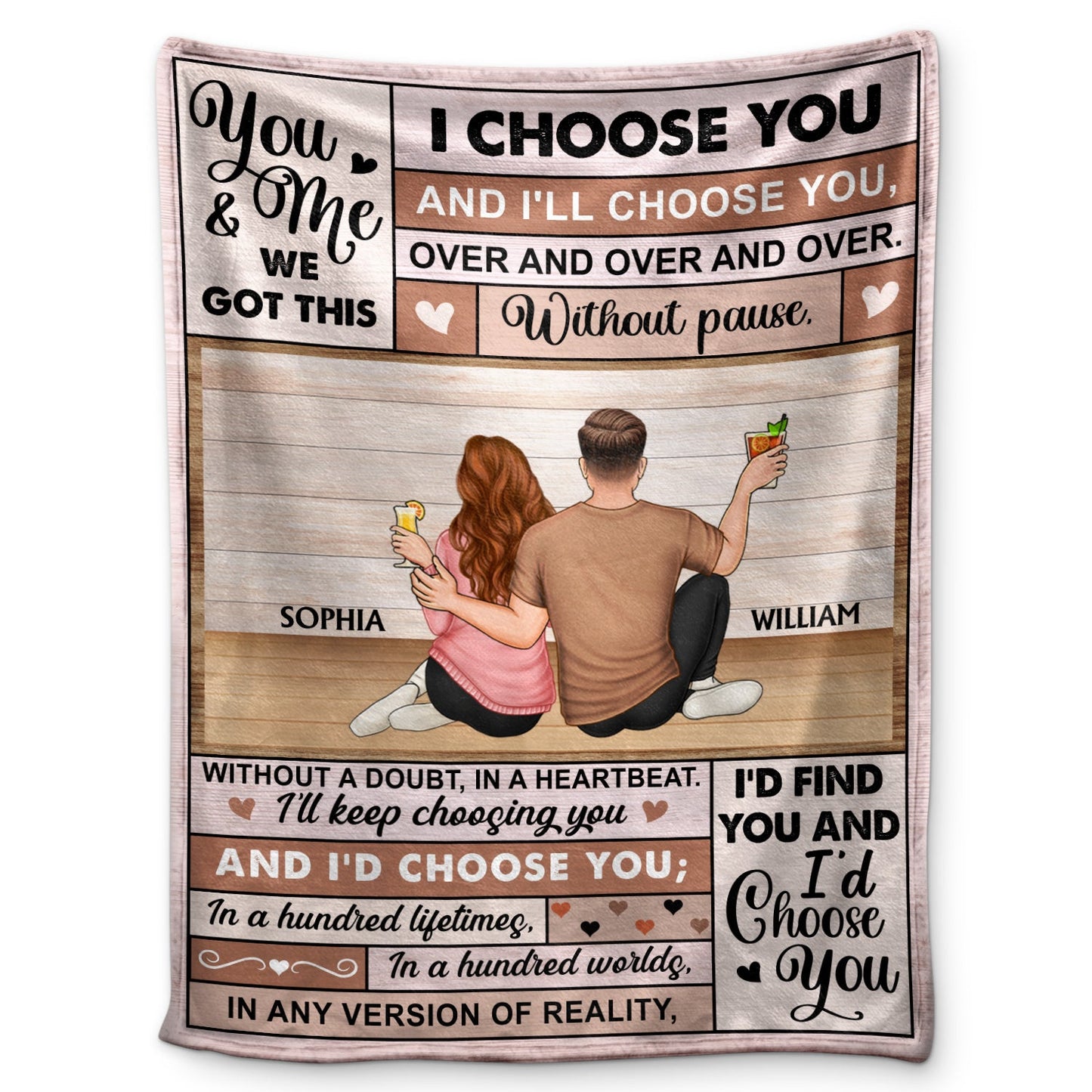 I Would Choose You In A Hundred Life Time - Anniversary Gift For Spouse, Husband, Wife - Personalized Fleece Blanket, Sherpa Blanket