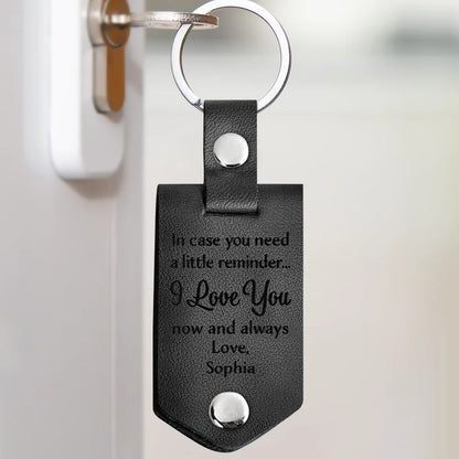 Custom Photo In Case You Need A Little Reminder - Gift For Couples, Husband, Wife - Personalized Leather Photo Keychain