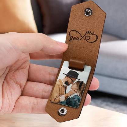 Custom Photo In Case You Need A Little Reminder - Gift For Couples, Husband, Wife - Personalized Leather Photo Keychain