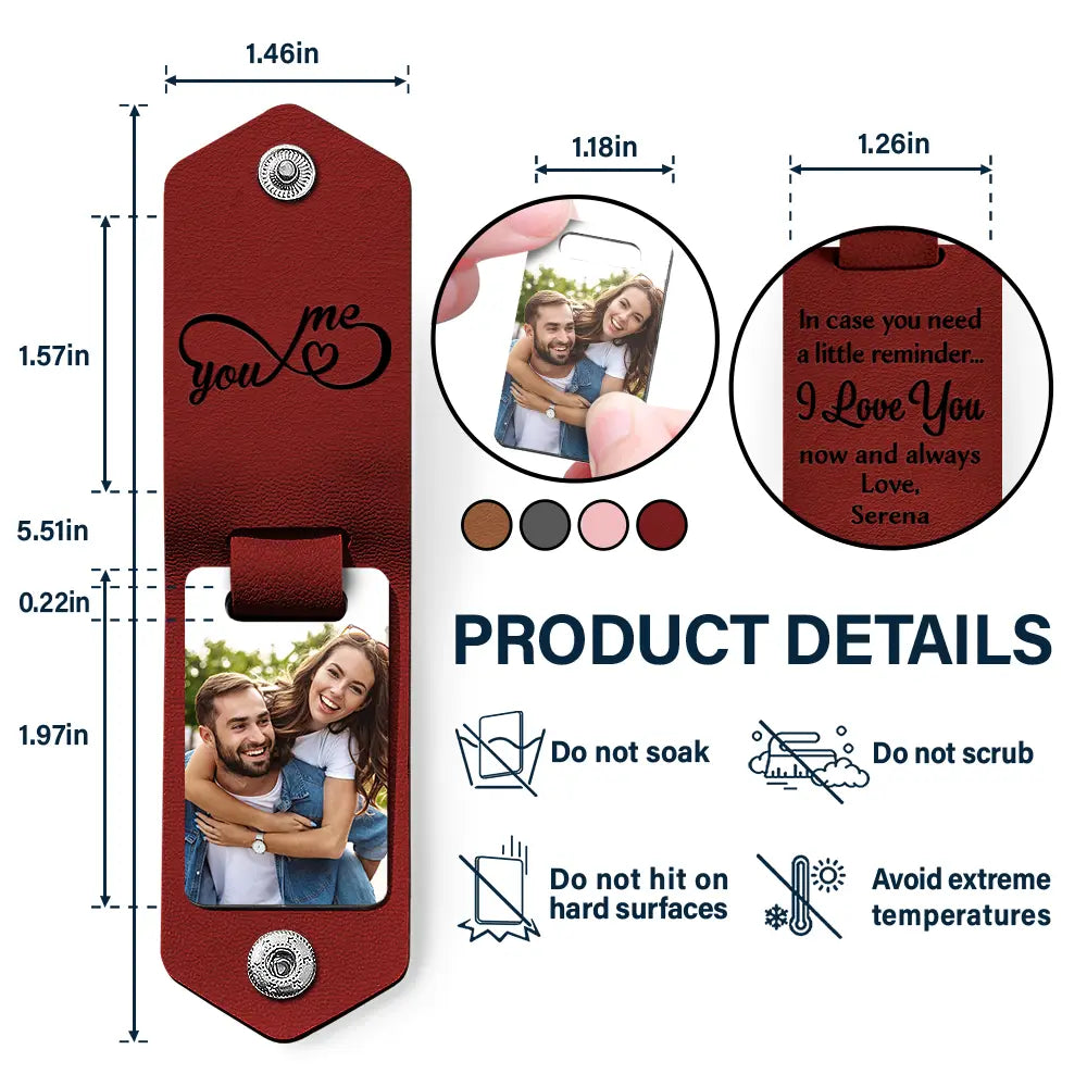 Custom Photo In Case You Need A Little Reminder - Gift For Couples, Husband, Wife - Personalized Leather Photo Keychain