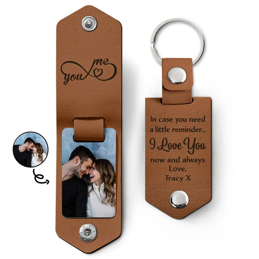 Custom Photo In Case You Need A Little Reminder - Gift For Couples, Husband, Wife - Personalized Leather Photo Keychain