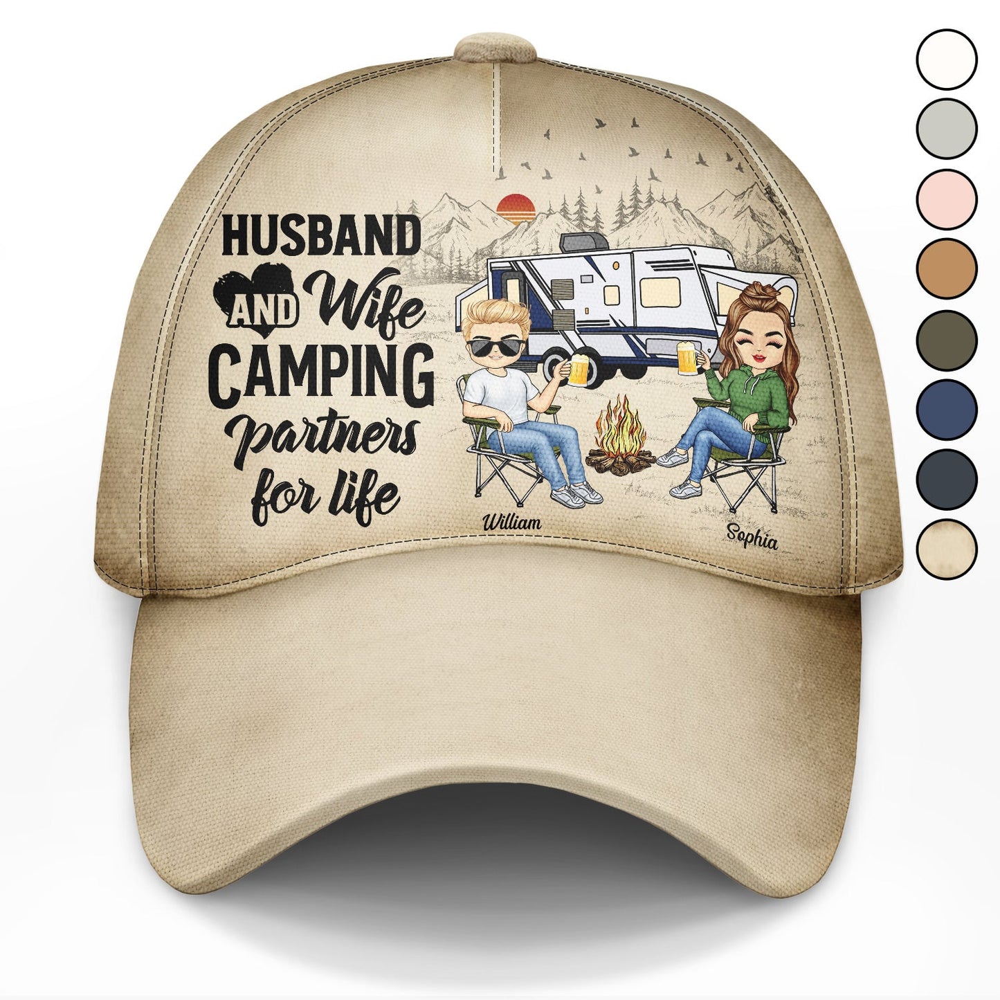 Camping Partners For Life - Gift For Camping Couples, Campers, Husband, Wife - Personalized Classic Cap