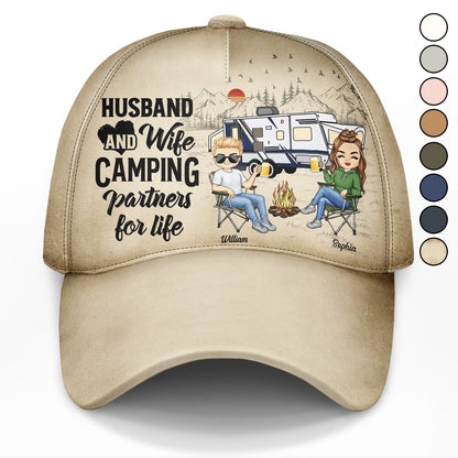 Camping Partners For Life - Gift For Camping Couples, Campers, Husband, Wife - Personalized Classic Cap